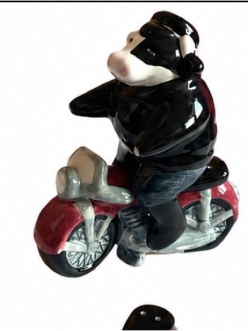 Vintage Cow on Motorcycle Salt and Pepper Shakers
